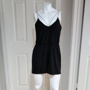 Sparkle & Fade Black Sleeveless Romper Medium